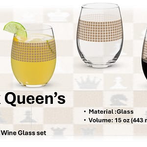 The Black Queen's Move 4pc Stemless Wine Glass set