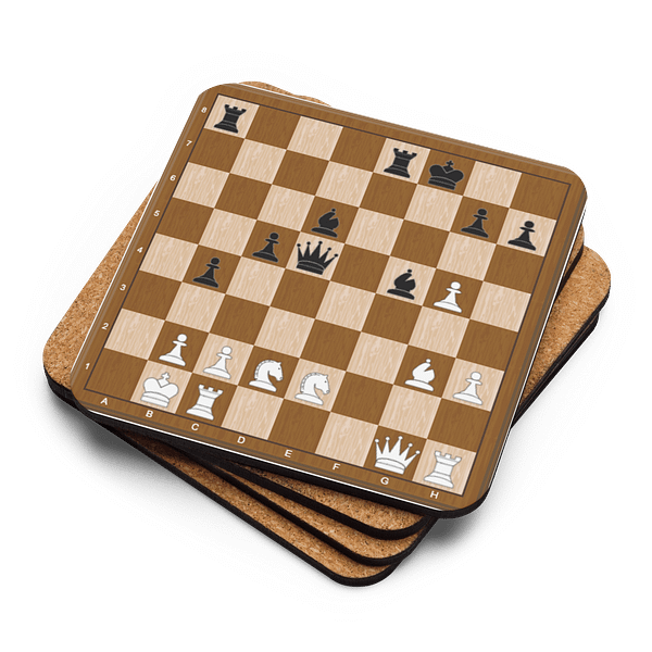 The Black Queen's Move 4pc Cork back Coaster Set - Image 2